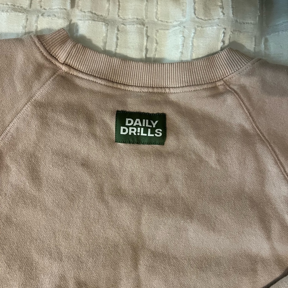 Daily Drills Tan Reversible Cropped Crewneck